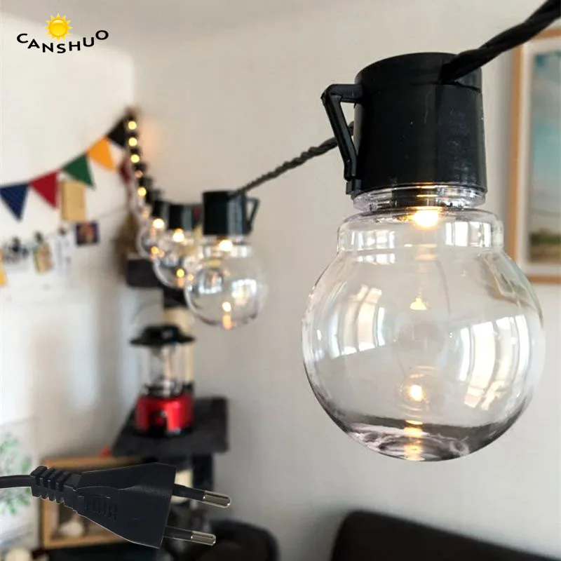 

2.5M 10pcs Garden String Light 5CM Big Size Ball Fairy Lights String Outdoor Garland Waterproof Clear Bulbs Christmas Decor Lamp