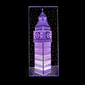 

3D Big Ben Visual Night Light Colorful London Building Elizabeth Tower Table Lamp Bedroom Decor Bedside Baby Sleep Lighting Gift