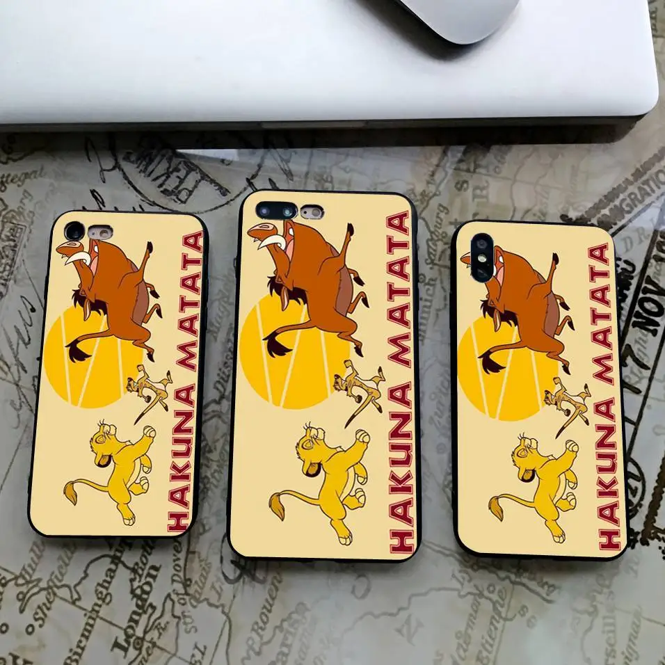 Hakuna Matata Король Лев черный мягкий силиконовый чехол для телефона для iPhone X 11 Pro 5S XR XS Max 6 6S 7 8 Plus чехол Fundas Capinha Coque