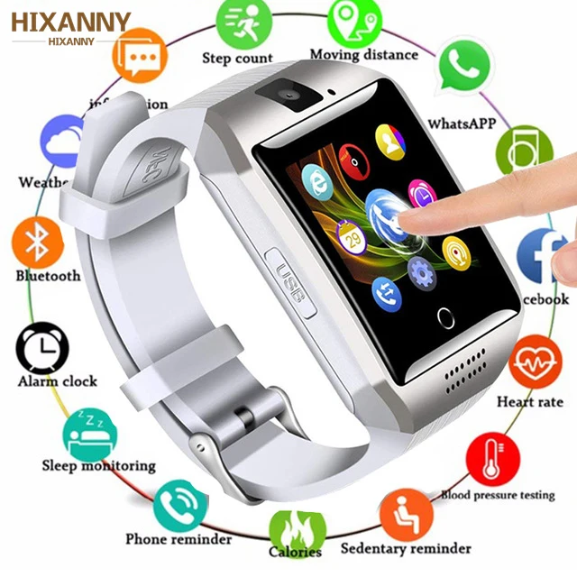 

2019 Bluetooth Smart Watch Men Q18 With Touch Screen Big Battery Support TF Sim Card Camera for Android Phone Smartwatch