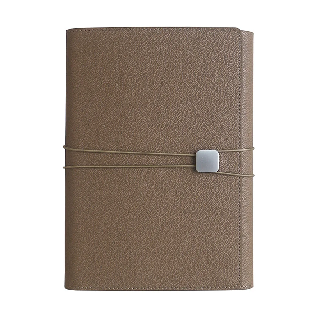 

A5 90 Pages Phone Pocket Coil Binding Calendar Notebook Three-fold PU Leather Thicken Personal Diary Elastic Bandage Organizer