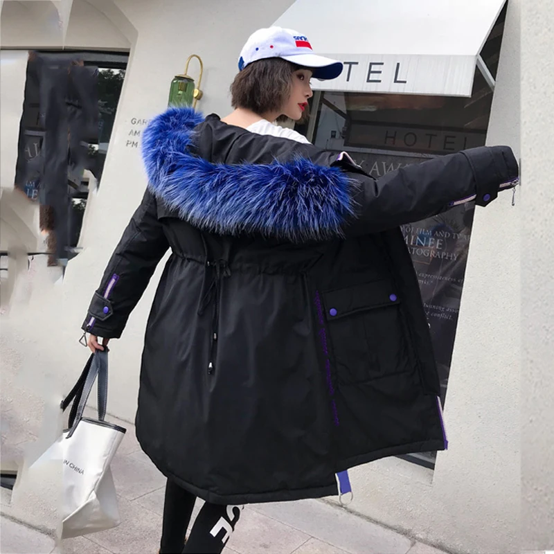 Новое поступление, женская зимняя куртка с меховым воротником, с капюшоном, теплая, утолщенная, Женское пальто с подкладкой, Женская длинная парка, высокое качество
