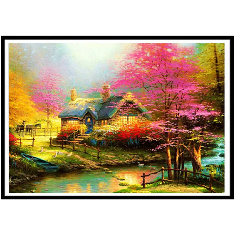 

New DIY Diamond Embroidery Tree and River Landscape Diamond Mosaic Kit Diamond Painting Picture Home Decoration