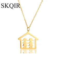 

Charm House Figure Pendant Necklace Personalized Custom Initial Girls Necklace Choker Chain Jewelry Gift Stainless Steel Metal