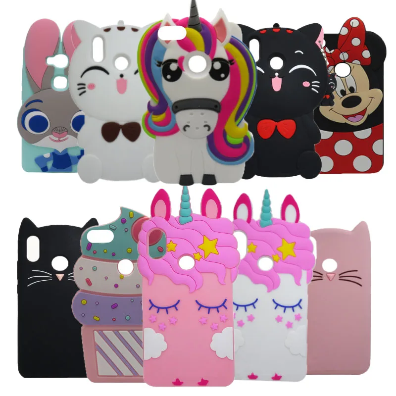 

For Huawei Honor 8X 7X 6X 5X Case 3D Cartoon unicorn Cat Cupcake minnie Back Cover For Huawei Honor 6X 5X Mobile Phone bags