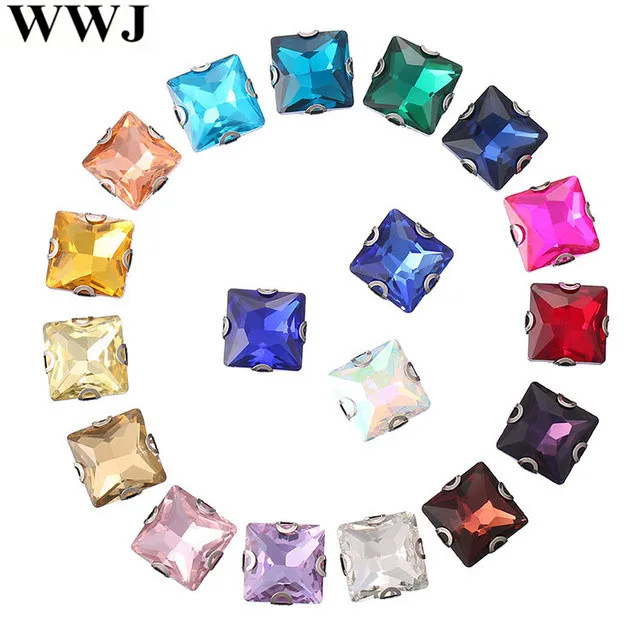 

Квадратный Стразы для вышивания принцессы D коготь стеклянный кристалл 8 10 12 14 мм Высокое качество пришивной камень для платья костюм