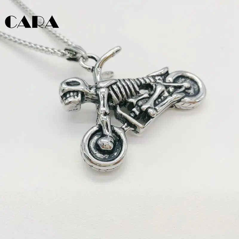 New arrival 316L Stainless steel skeleton motorcycle pendant necklace