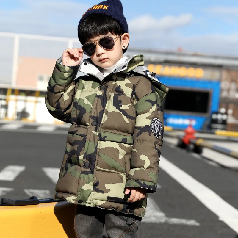 Kids Boys Winter Jacket Military Army Fashion Camouflage Jackets And