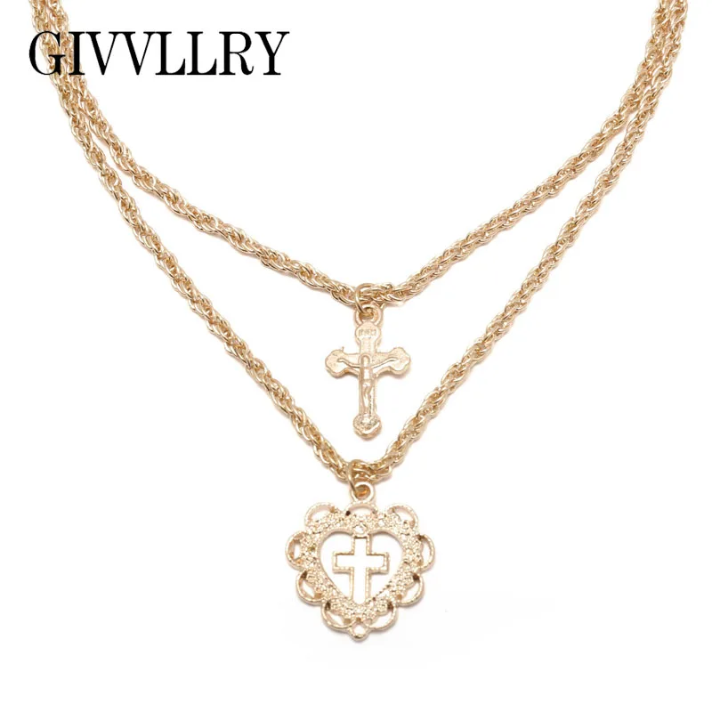 Религиозный крест, колье с подвеской, ожерелье s для женщин, простое золотое ожерелье с сердцем, ювелирные изделия для друзей