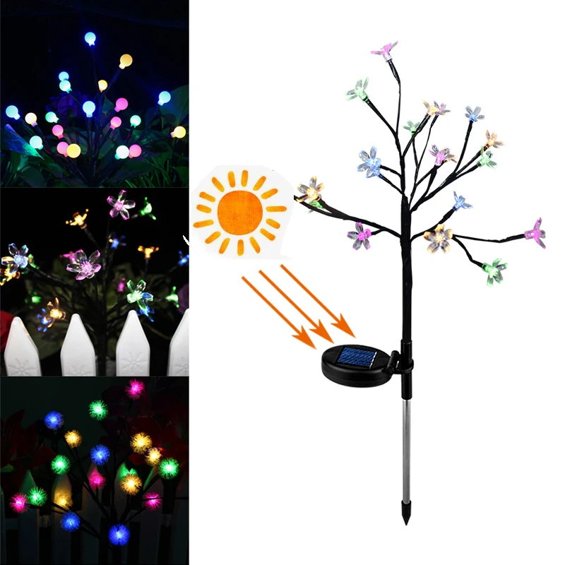 LED Solar Power Tree Light Outdoor Garden Lawn Landscape Lamp RGB Solar LED Bulbs Patio