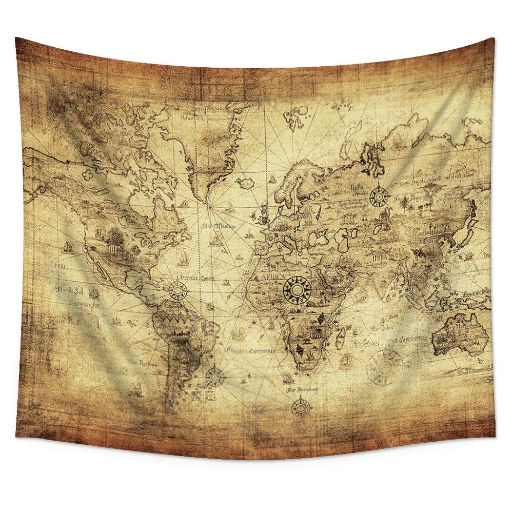 

Antique Map Tapestry Wall Hanging Light-weight Polyester Fabric Wall Decor