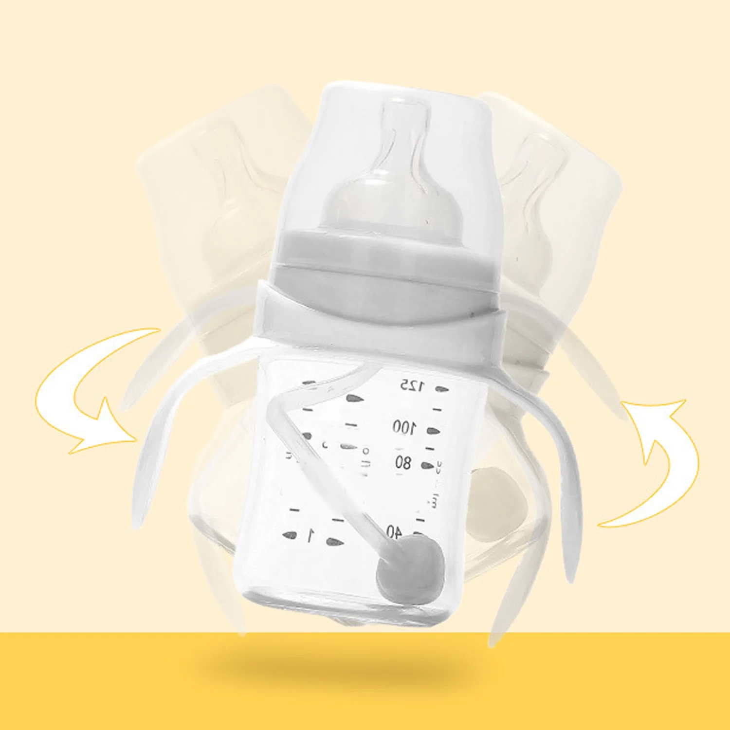 spesifikasi Bayi Perawatan 2 Pcs Tahan Panas Makan Botol Susu Pegangan untuk Avent Bayi Anak Susu Piala Botol Aksesoris putih