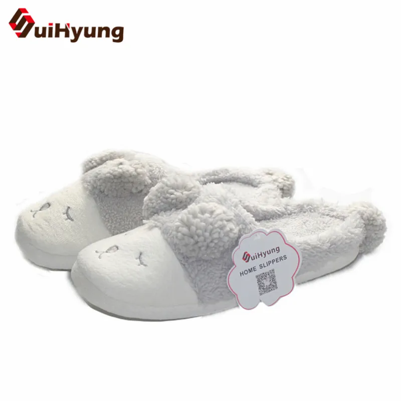 

Suihyung New Women Indoor Slippers Winter Warm Plush Home Casual Flat Cotton Shoes Ladies Flock Sheep Non-slip House Flip Flops
