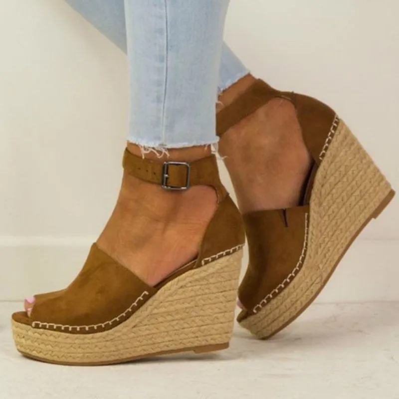 Women Sandals 2019 Fashion Summer Shoes With Wedges Heels Sandalias Mujer Soft Bottom Chunky Heels Women Platform Sandals 43