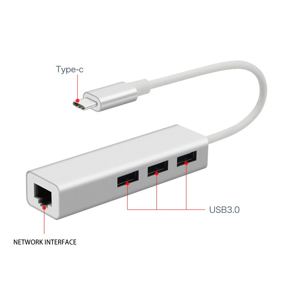 FDBRO Ethernet Rj45 сетевой адаптер 3 Порты и разъёмы Тип usb C концентратор 10/100/1000 Мбит/с Gigabit Ethernet USB 3,0 сетевая карта для MacBook usb C