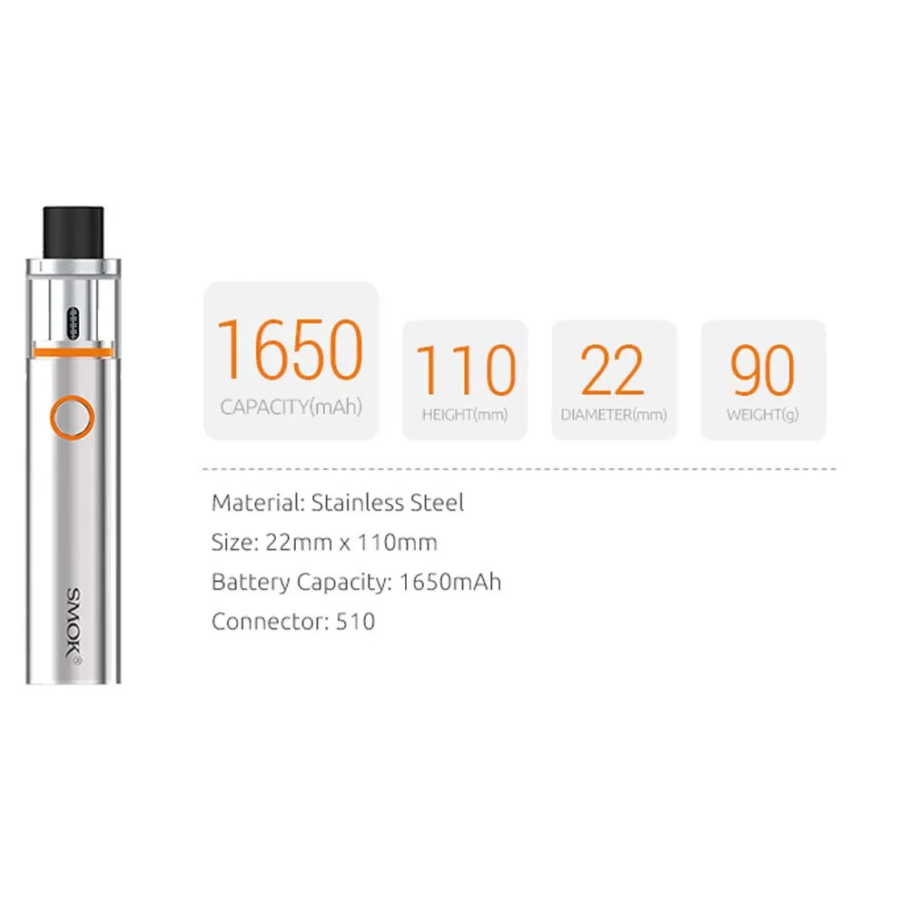 Authentic Smok Vape Pen 22 Kit with Built-in 1650mah Battery & Vape Pen 22 Tank electronic cigarette Started kit Vs stick Prince Authentic Smok Vape Pen 22 Kit with Built-in 1650mah Battery & Vape Pen 22 Tank electronic cigarette Started kit Vs stick Prince
