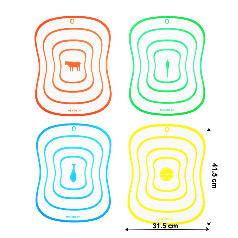 4 шт. Пластиковые Разделочные доски Нескользящие матовые кухонная разделочная доска овощные инструменты для приготовления мяса кухонные аксессуары разделочная доска M, L - Цвет: 4 pieces 41.5x31.5cm