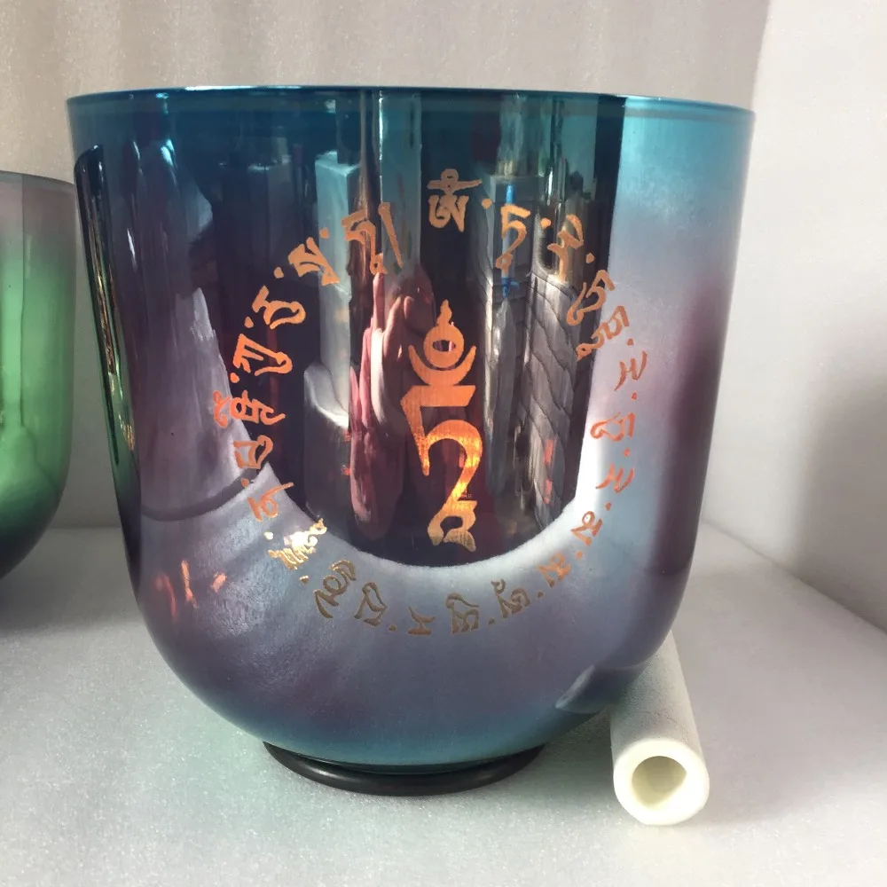 2th Octave colour Crystal Singing Bowl 9 Inch,432HZ, Perfect musical
