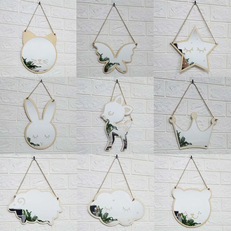 

Nordic Style Butterfly Cartoon Cloud Shatterproof Acrylic Bathroom Decoration Mirror Kids Room Wall Decoration Design Nursery