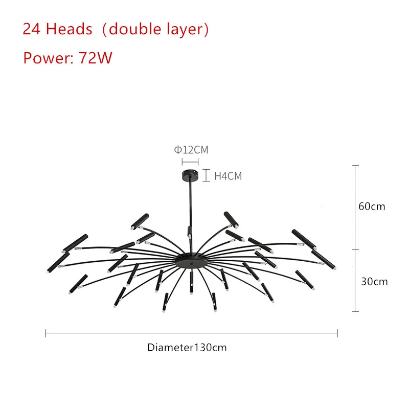 Дизайнерский художественный светодиодный светильник для гостиной, спальни, ресторана, светодиодный подвесной светильник, светильник для фойе, подвесной светильник для дома - Цвет абажура: C-24 Heads-Dia 130cm