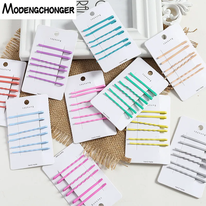 

6PCS/set Cute Macaron Hairpin For Women Girls Hairgrips Hair Clips Colorful Metal Barrettes Korea Bangs Clip Hair Accessories