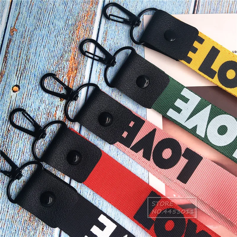 10 шт. любовь Алфавит ремешки для ключей USB значок держатель DIY повесить веревку Лариат нашейные Ремешки ремень мобильного телефона бретели для нижнего белья