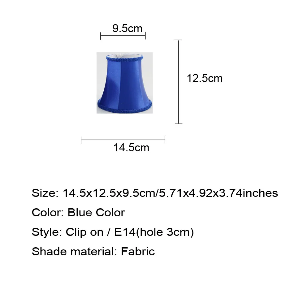 Диаметр 14,5 см/5,71 дюйма Круглый абажур, абажур, голубой цвет ткани, на зажиме/E14(отверстия 3 см