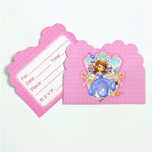 10pcs lot invitation card princess sofia the first kids birthday princess invitation cards