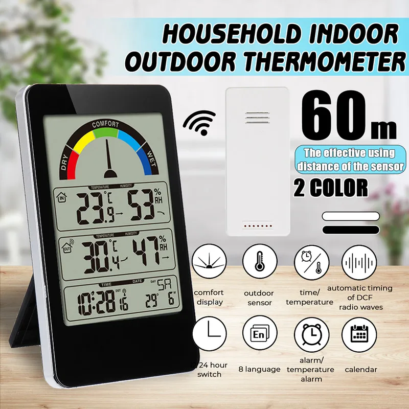 

ZEAST Weather Station Wireless Indoor Outdoor Sensor Thermometer Hygrometer Digital Alarm Clock Barometer Forecast Color