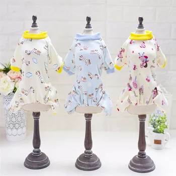 

FA84 Free shipping Cute printed Dog Jumpsuits Rompers Winter Pet Clothes Warm Puppy dog four leg Soft Pajamas Chihuahua