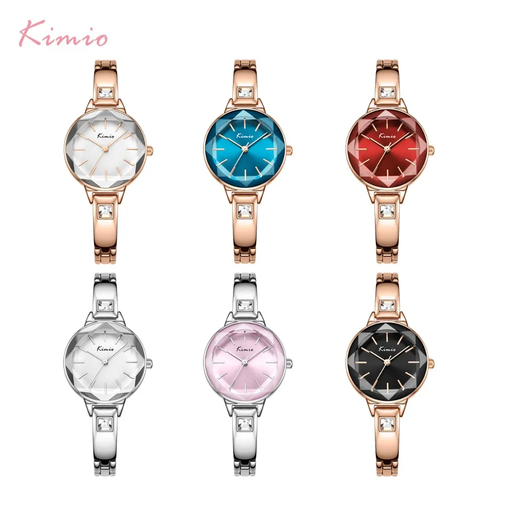 KIMIO женские часы-браслет для женщин модные часы с красным циферблатом Топ бренд Роскошные женские наручные часы Часы Relogio Feminino