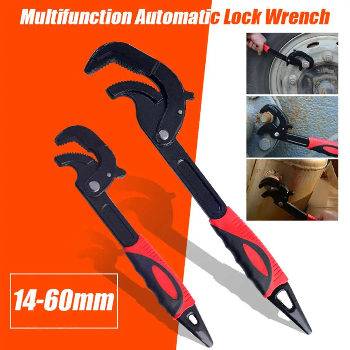 

1pcs Adjustable Universal Wrench Set Automatic Lock Snap Hook Type Multi-function For Pipe Mechanical Garden Work Grip Hand Tool