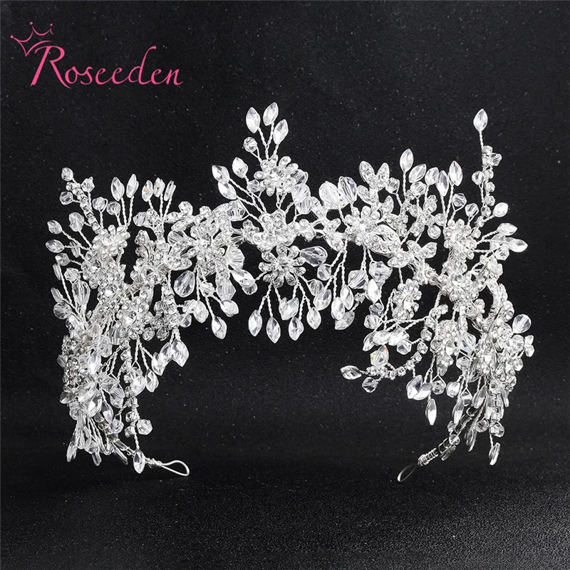 

Romantic New Handmade Bride Flower Hair Headpieces Tiara Crystal Bridal Headbands Hair Vine Wedding Hair Band Accessories RE3445