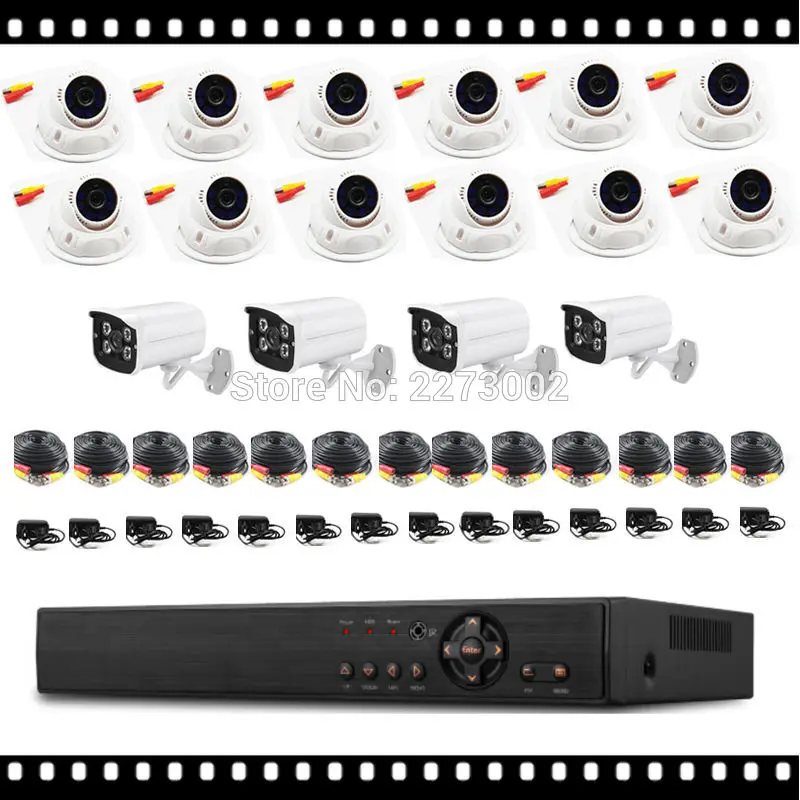 

HKES 16 Channel AHD Camera System 16CH AHD DVR with Outdoor Indoor CCTV Cameras, xmeye application, motion detection