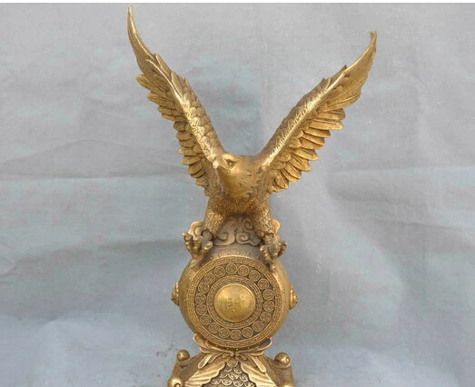 

20' Rare China Bronze Tibet Male Eagle Tibetan Drum Golden Eagle Statue
