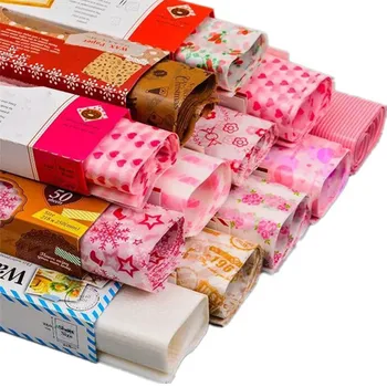 50Pcs Wax Paper Food Grade Baking Tools Food Wrapping Paper Oilpaper Bread Sandwich Burger Fries Package Grease Paper 25*21.8cm printing wrapping wax paper soap gift book waxed packing paper food grade rice paper