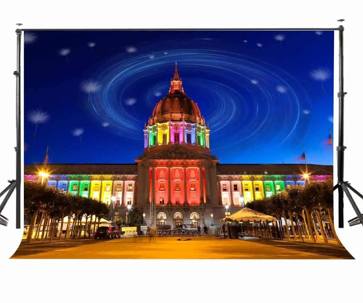 

7x5ft Fantasy Castle Backdrop Dark Night Colorful Lights Photography Studio props Fairy Tale Style for Photo Shoot