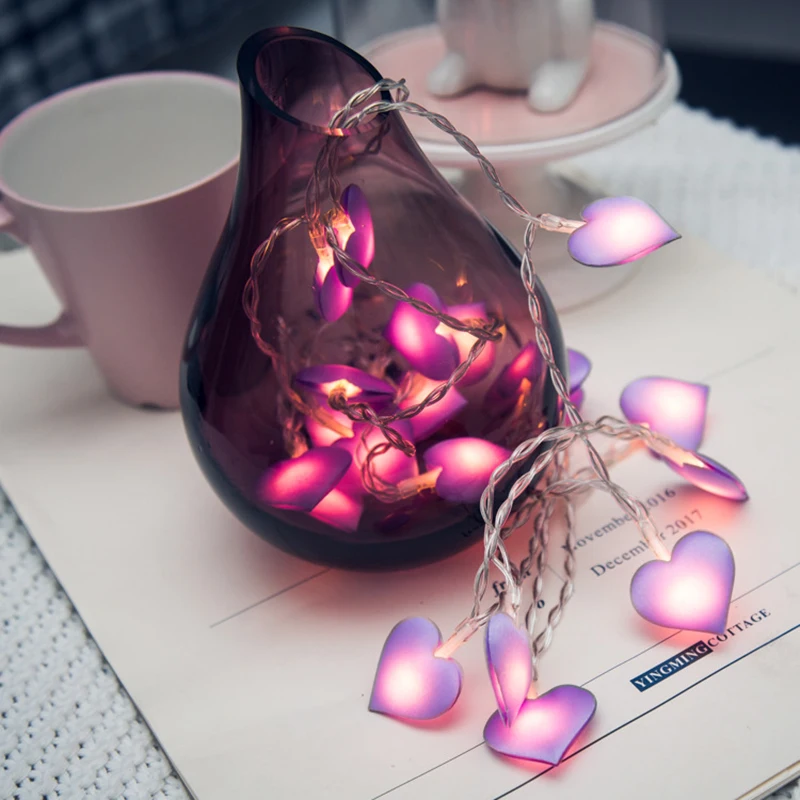 Beste Ins meisje hart kamer layout led slaapkamer lichten knipperlicht lamp stof hartvormige bruiloft romantische decoratie verlichting