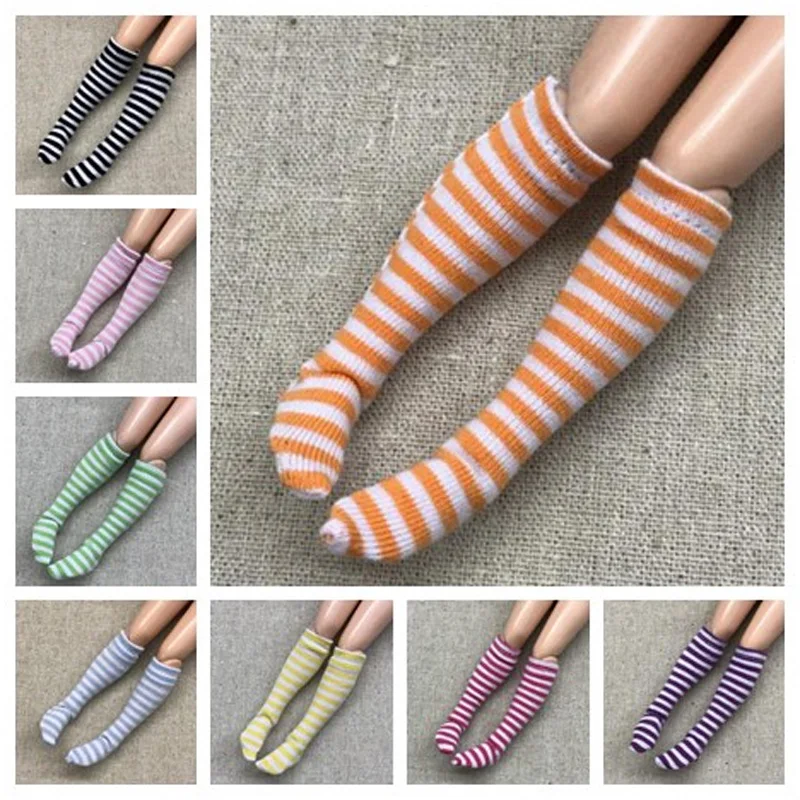 1 пара полосатые гольфы до колена подходят для кукол Licca Azone Momoko Barbies 1/6 носки