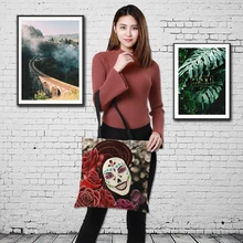 Женская сумка в стиле панк с принтом черепа, большая сумка для покупок, многоразовая сумка для покупок, сумки на плечо для женщин, женская сумка