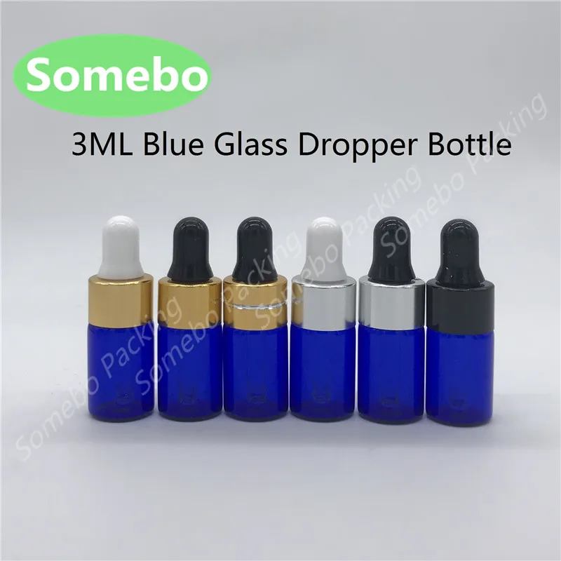 100-x-3ML-Refillable-Pipette-Drop-Bottles-Small-Cobalt-Blue-Sample-Glass-Eye-Dropper-Essential