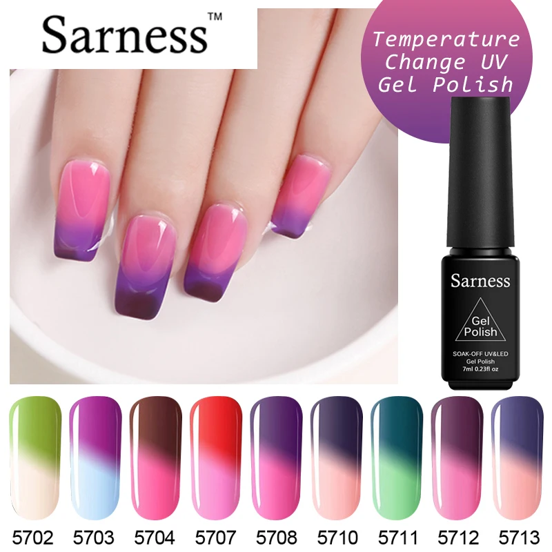 Sarness Thermal Nail Gel Lucky Varnish Temperature Color Changing Polish 7ml Art Soak Off UV Lacquer for Sale | Красота и здоровье