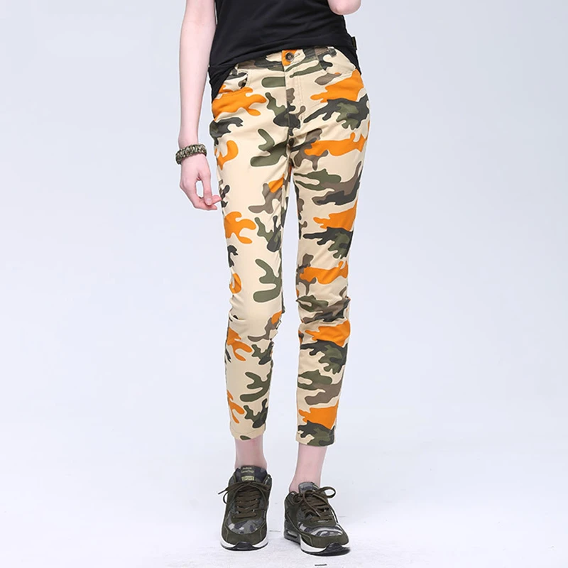 orange army pants women's