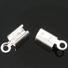 DoreenBeads 30 серебряного цвета ожерелье/шнур обжимные наконечники крышки бусины W/петля 8x3 мм(подходит 2-2,5 мм Шнур