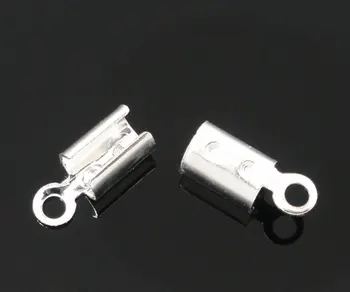 

DoreenBeads 30 Silver Color Necklace/Cord Crimp End Tips Caps Beads W/Loop 8x3mm (Fit 2-2.5mm Cord)