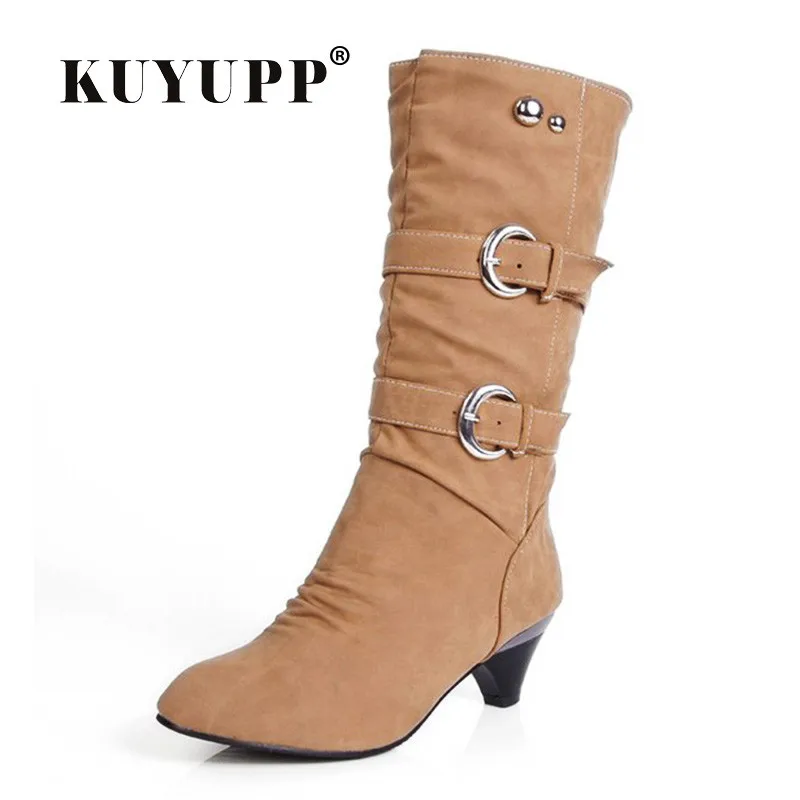 

MId-Calf Women Boots Autumn Winter Shoes High Heel Women's Boots Plus Size 34-43 Stretch Slim Sexy Botines Mujer 2017 1DDT05
