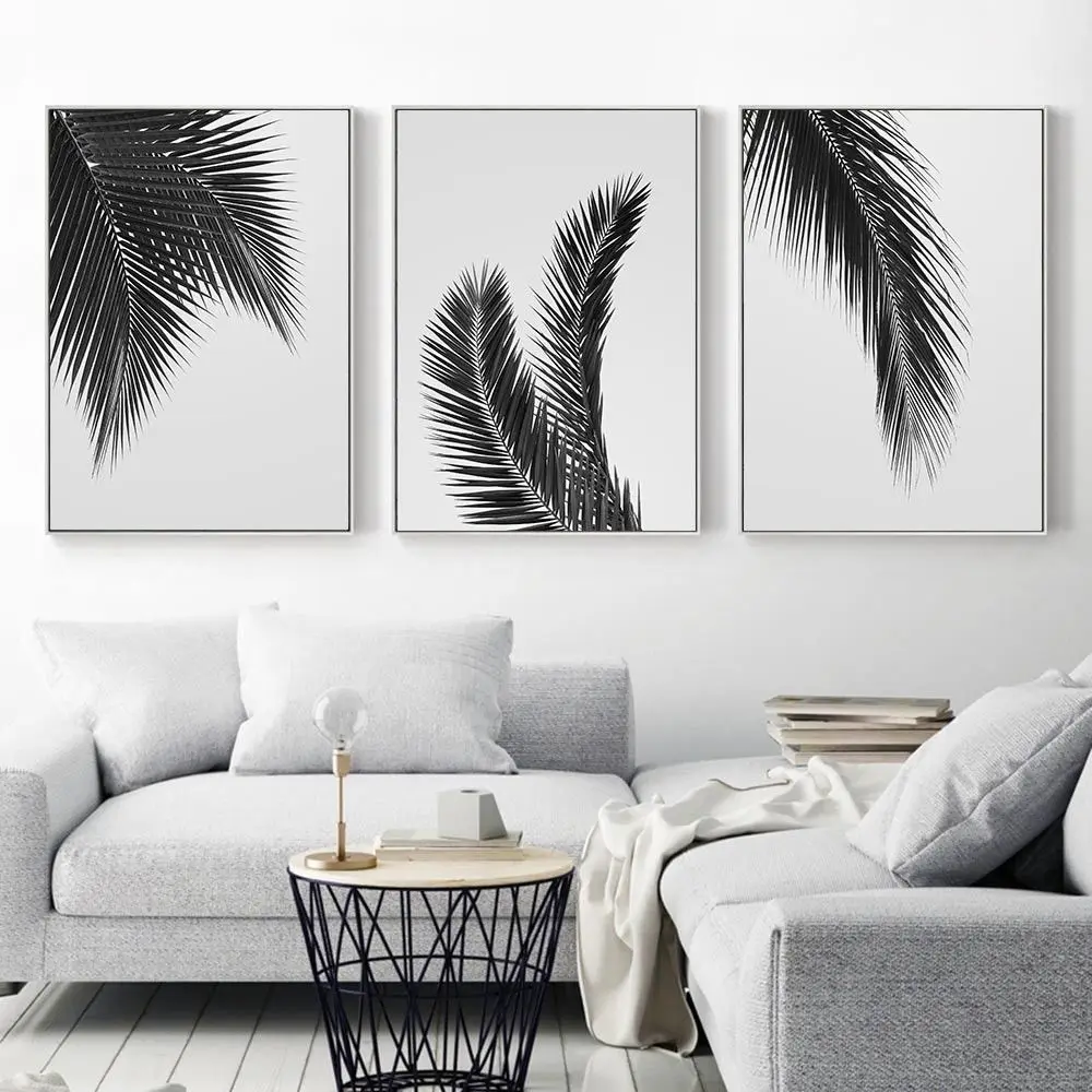 Nordic Decoration Canvas Painting Black White Plant Palm ...