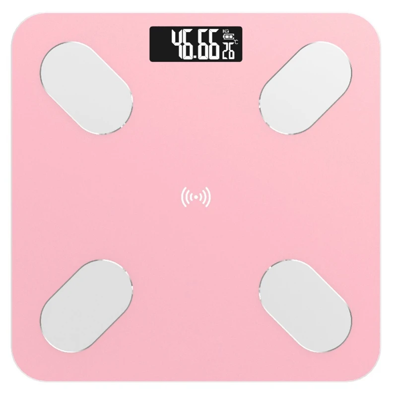 Весы для тела и жира, напольные, умные, электронные, светодиодные, цифровые весы для ванной, весы, Bluetooth, приложение для Android Ios - Цвет: Rose gold