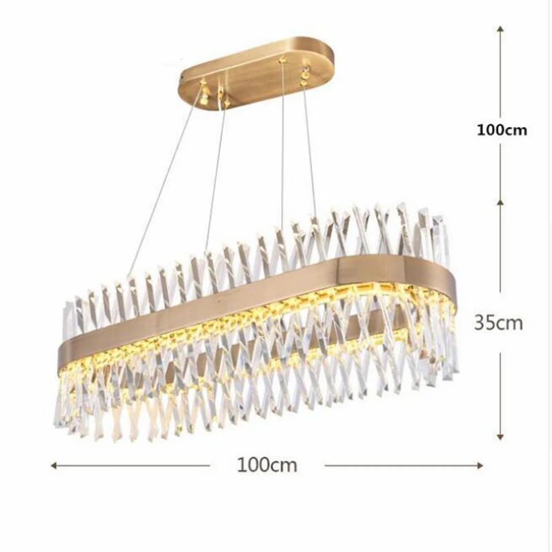 Современный K9 хрустальная люстра Подвесная лампа Обеденная Прямоугольник светодиодный подвесной светильник падения металла золота для