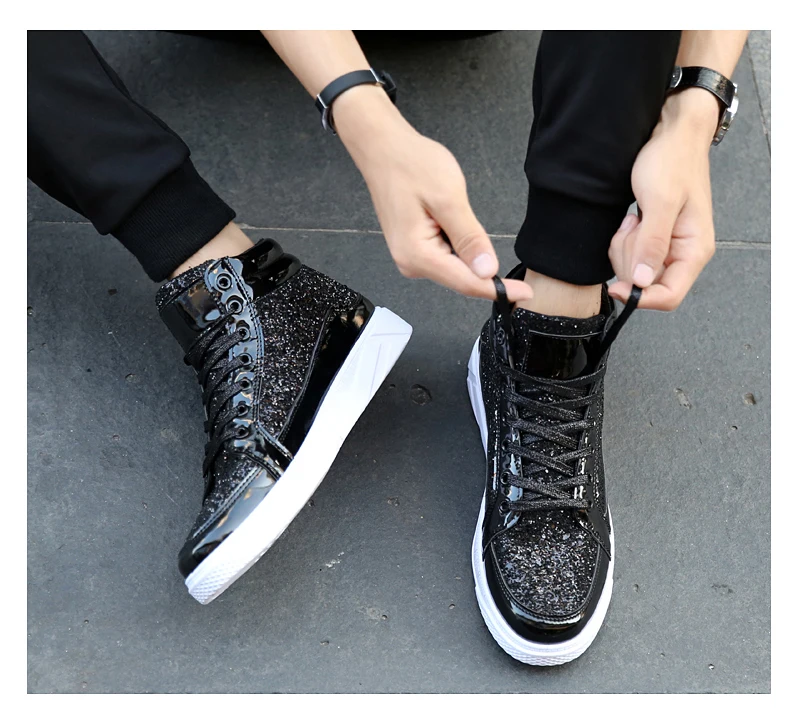 Brand Boots Men Glittering Leather Shoes Waterproof Male Casual Ankle Boot Street Style Canvas Bot Fashion Sneakers (9)